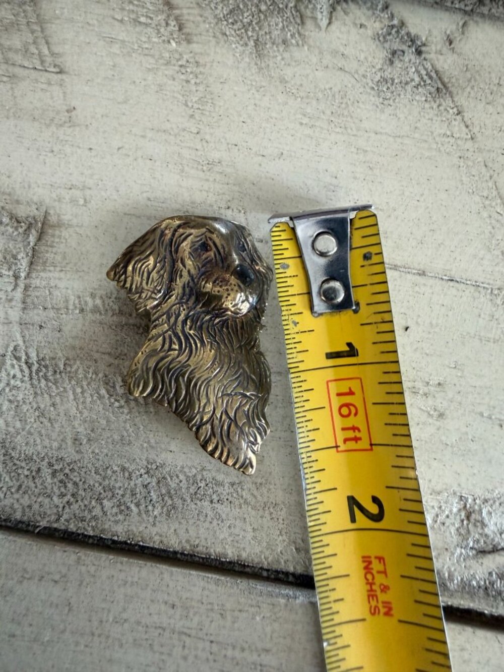 Vintage Brass Dog Head Brooch Pin Golden Retriever Spaniel Hand‑Signed - Picture 8 of 8